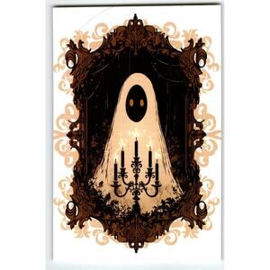 Vintage Halloween Ghost with Candelabra Photochrome Postcard 5.5x4"